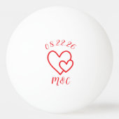 Red Hearts Monogram bruiloft Pingpongbal (Voorkant)