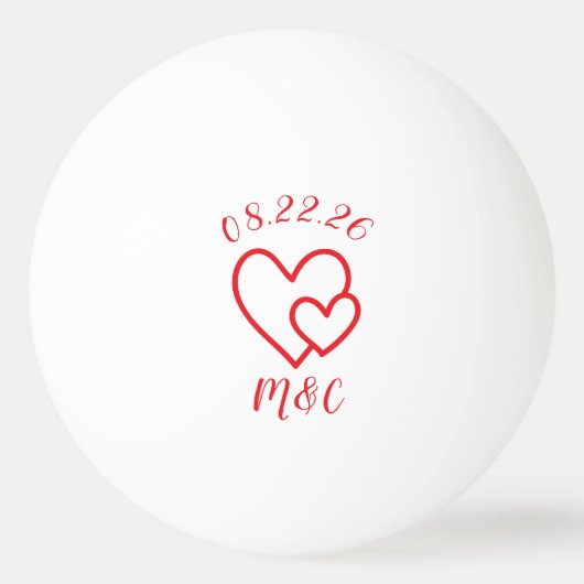 Red Hearts Monogram bruiloft Pingpongbal (Achterkant)
