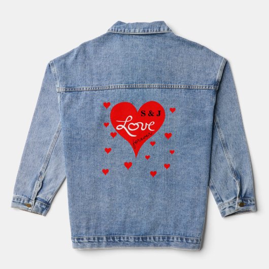 Red Hearts Monogram Liefde voor altijd Denim Jacket (Achterkant)