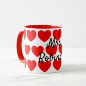 Red hearts Mrs Coffee Mok (Voorkant links)