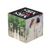 Red Hearts Mrs. en Mrs. Wedding Foto's Kubus (Achter hoekig)