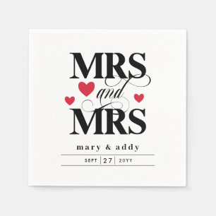 Red Hearts & Mrs Lesbian Wedding Servet