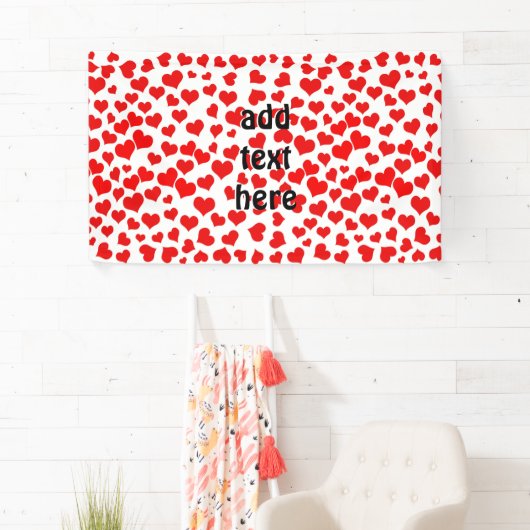 Red Hearts on Blank (Achtergrondkleur toevoegen) Spandoek (Insitu)