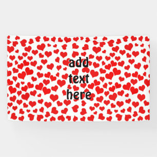 Red Hearts on Blank (Achtergrondkleur toevoegen) Spandoek