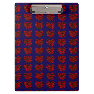 Red Hearts on Blue Clipboard Klembord