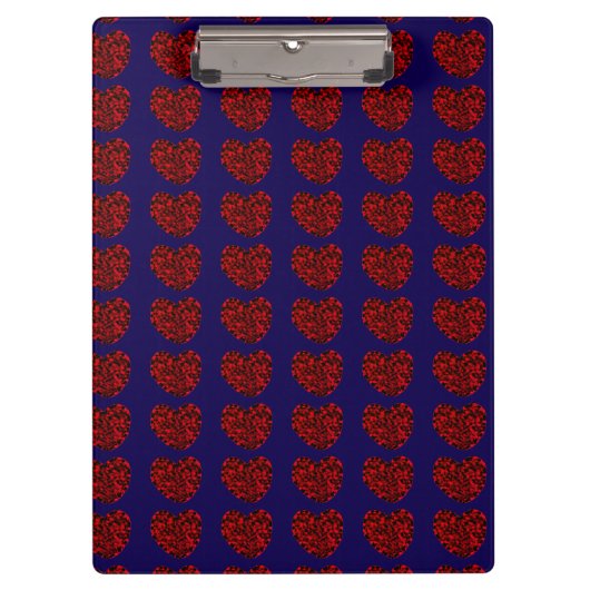 Red Hearts on Blue Clipboard Klembord (Voorkant)