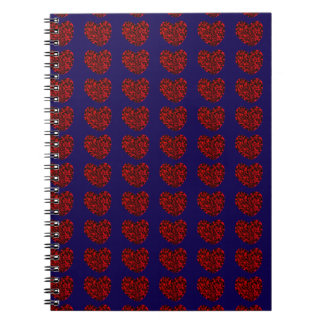 Red Hearts on Blue Spiral Notebook Notitieboek
