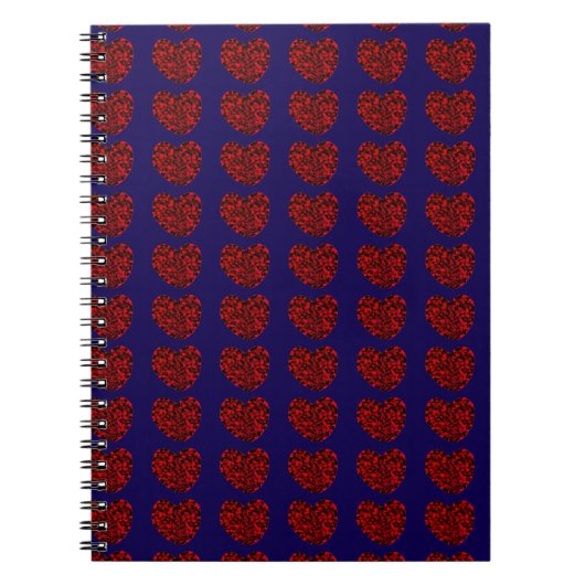 Red Hearts on Blue Spiral Notebook Notitieboek (Voorkant)