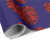 Red Hearts on Blue Wrapping Paper Cadeaupapier (Rol Hoek)