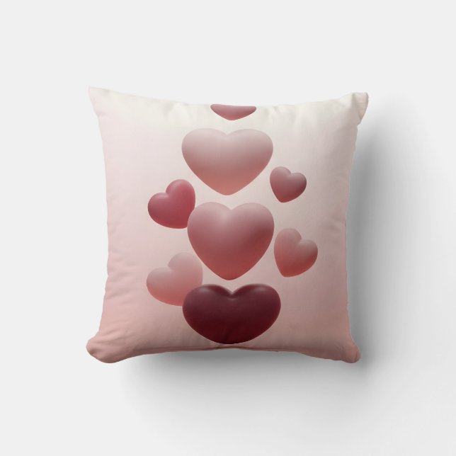 red hearts on pastel pink backdrop, valentine kussen (Voorkant)