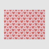 Red Hearts on Pink Child's Coloring Pattern Tissuepapier (Voorkant)