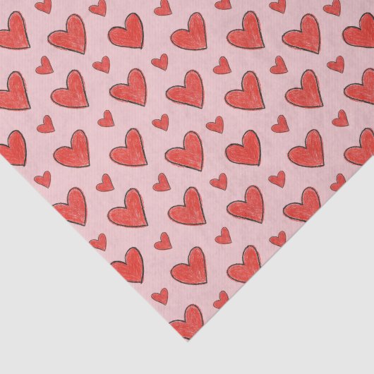 Red Hearts on Pink Child's Coloring Pattern Tissuepapier (Detail)