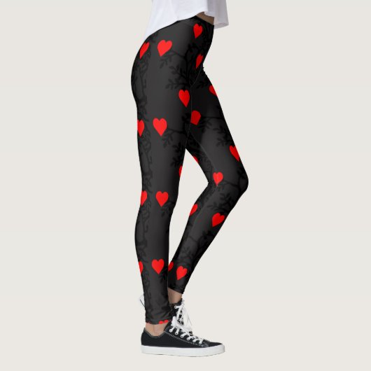 Red Hearts-ontwerp op zwart Leggings (Rechts)
