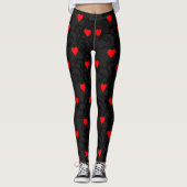 Red Hearts-ontwerp op zwart Leggings (Voorkant)