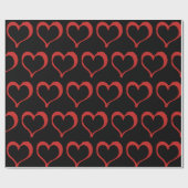 Red Hearts op Black Love Pattern Cadeaupapier (Vlak)