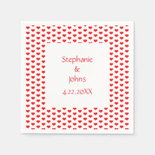 Red Hearts Paar Romantische Custom Name Wedding Servet