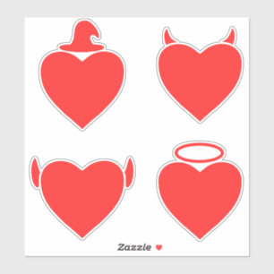 Red Hearts Pack Angel, Devil, Elf en Wizard Sticker