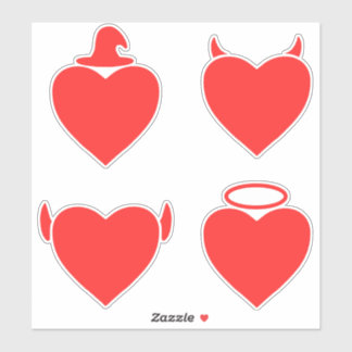 Red Hearts Pack Angel, Devil, Elf en Wizard Sticker