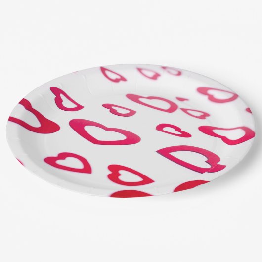 Red hearts papieren bordje (Gekanteld)