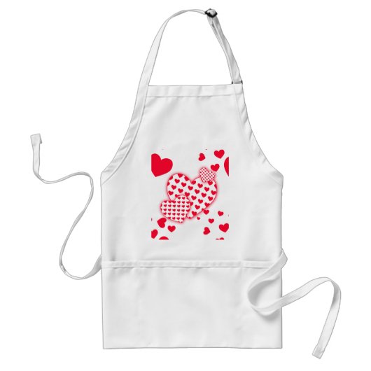 Red Hearts Patchwork Standaard Schort (Voorkant)