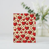 Red Hearts Patroon Briefkaart (Staand voorkant)