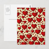 Red Hearts Patroon Briefkaart (Voorkant / Achterkant)