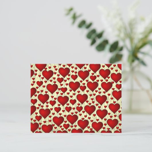 Red Hearts Patroon Briefkaart (Staand voorkant)