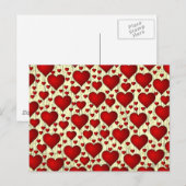 Red Hearts Patroon Briefkaart (Voorkant / Achterkant)