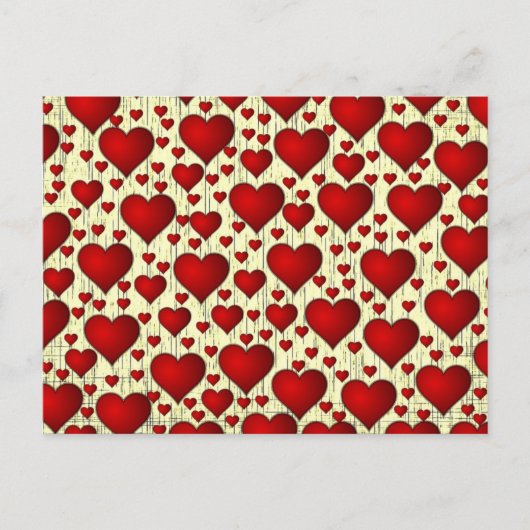 Red Hearts Patroon Briefkaart (Voorkant)