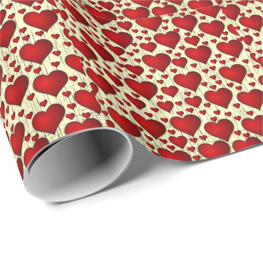 Red Hearts Patroon Cadeaupapier (Rol Hoek)