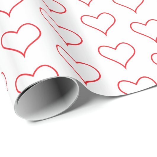 Red Hearts Patroon Cadeaupapier (Rol Hoek)