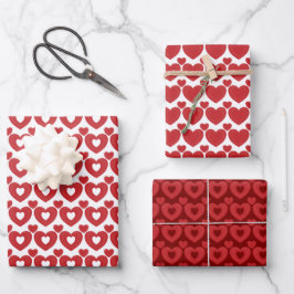 Red Hearts Patroon Inpakpapier Vel
