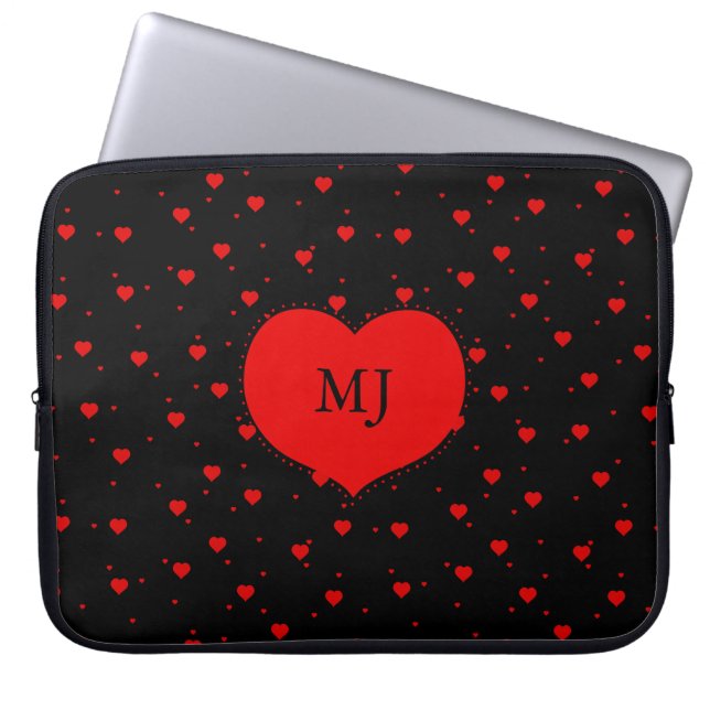 Red Hearts Patroon Laptop Sleeve (Voorkant)