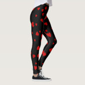 Red Hearts Patroon op zwart Leggings (Rechts)