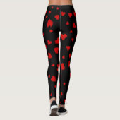 Red Hearts Patroon op zwart Leggings (Achterkant)
