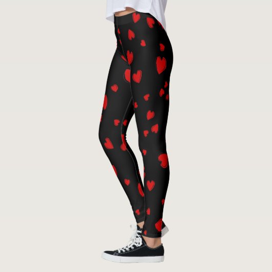 Red Hearts Patroon op zwart Leggings (Links)