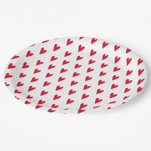 Red Hearts Patroon | Romantisch Papieren Bordje (Gekanteld)