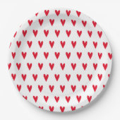Red Hearts Patroon | Romantisch Papieren Bordje (Voorkant)