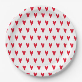 Red Hearts Patroon | Romantisch Papieren Bordje