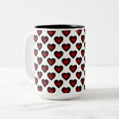 Red Hearts Pattern Coffee Mok (Voorkant links)