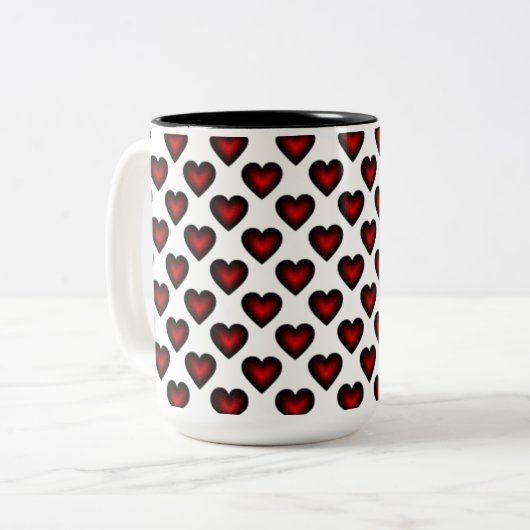 Red Hearts Pattern Coffee Mok (Voorkant links)