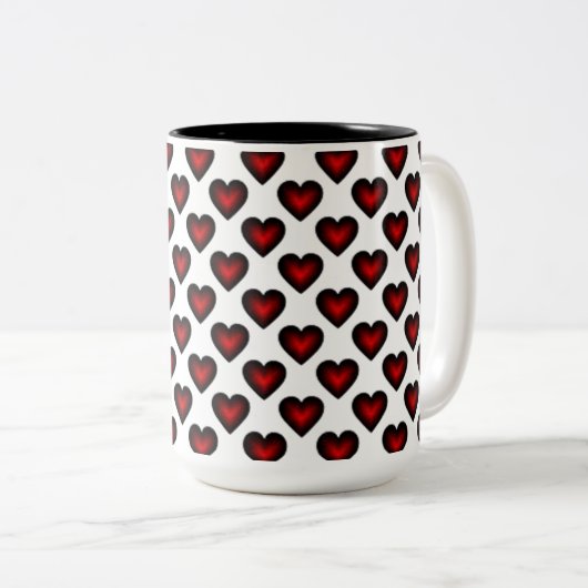 Red Hearts Pattern Coffee Mok (Voorkant rechts)