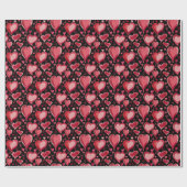 Red Hearts Pattern Drawing Black Valentijn Day Cadeaupapier (Vlak)