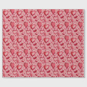 Red Hearts Pattern Drawing Valentijn Day Cadeaupapier (Vlak)