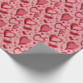Red Hearts Pattern Drawing Valentijn Day Cadeaupapier (Hoek)
