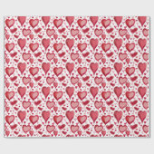Red Hearts Pattern Drawing Valentijn Day Cadeaupapier (Vlak)