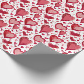Red Hearts Pattern Drawing Valentijn Day Cadeaupapier (Hoek)