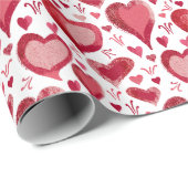 Red Hearts Pattern Drawing Valentijn Day Cadeaupapier (Rol Hoek)