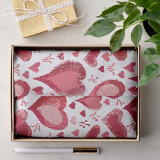 Red Hearts Pattern Drawing Valentijn Day Tissuepapier (Geschenk)