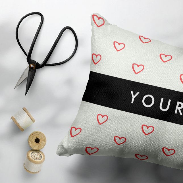 Red Hearts Pattern, Liefde, Jouw naam, Personalise Accent Kussen (Creator heeft geüpload)